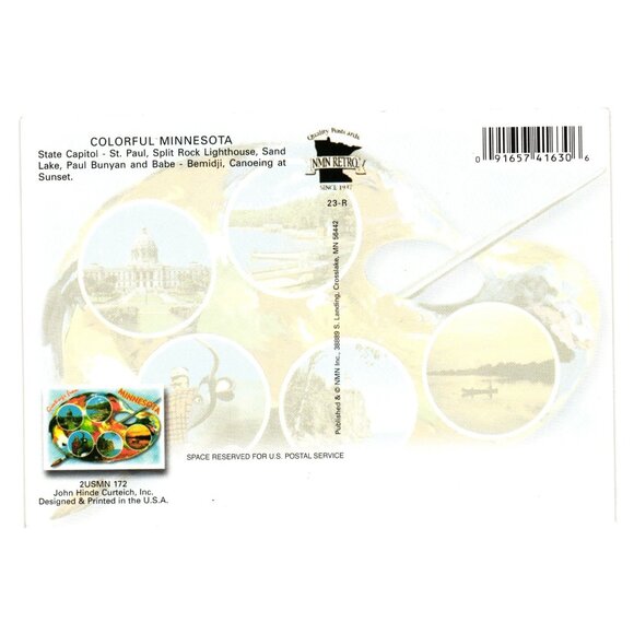 Minnesota Souvenir Vintage Postcard Capitol Split Rock Paul Bunyan Babe Lake - Picture 2 of 2